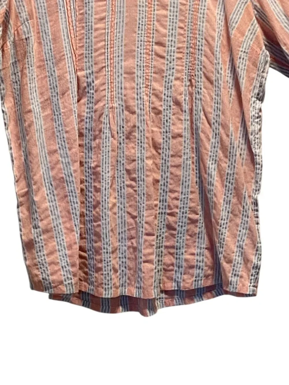 Soft Surroundings Striped Popover Blouse Orange Size XL Coastal Beach Vacation - Picture 7 of 13